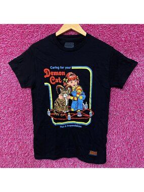 Steven Rhodes Caring for your Demon Cat Graphic T-Shirt Small